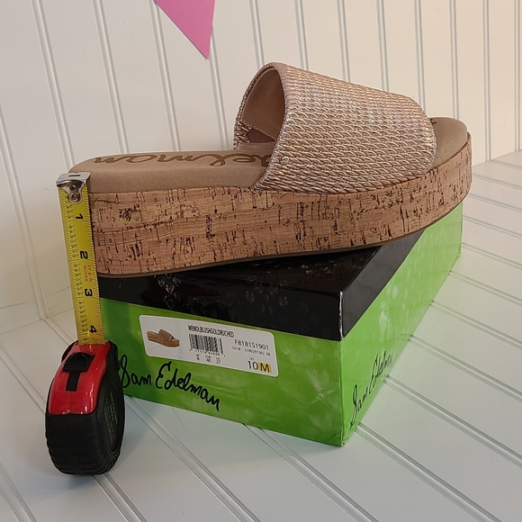 Sam Edelman Wendi Cork Platform Blush Gold Ruched Sandal Slides size 10 - Picture 14 of 16